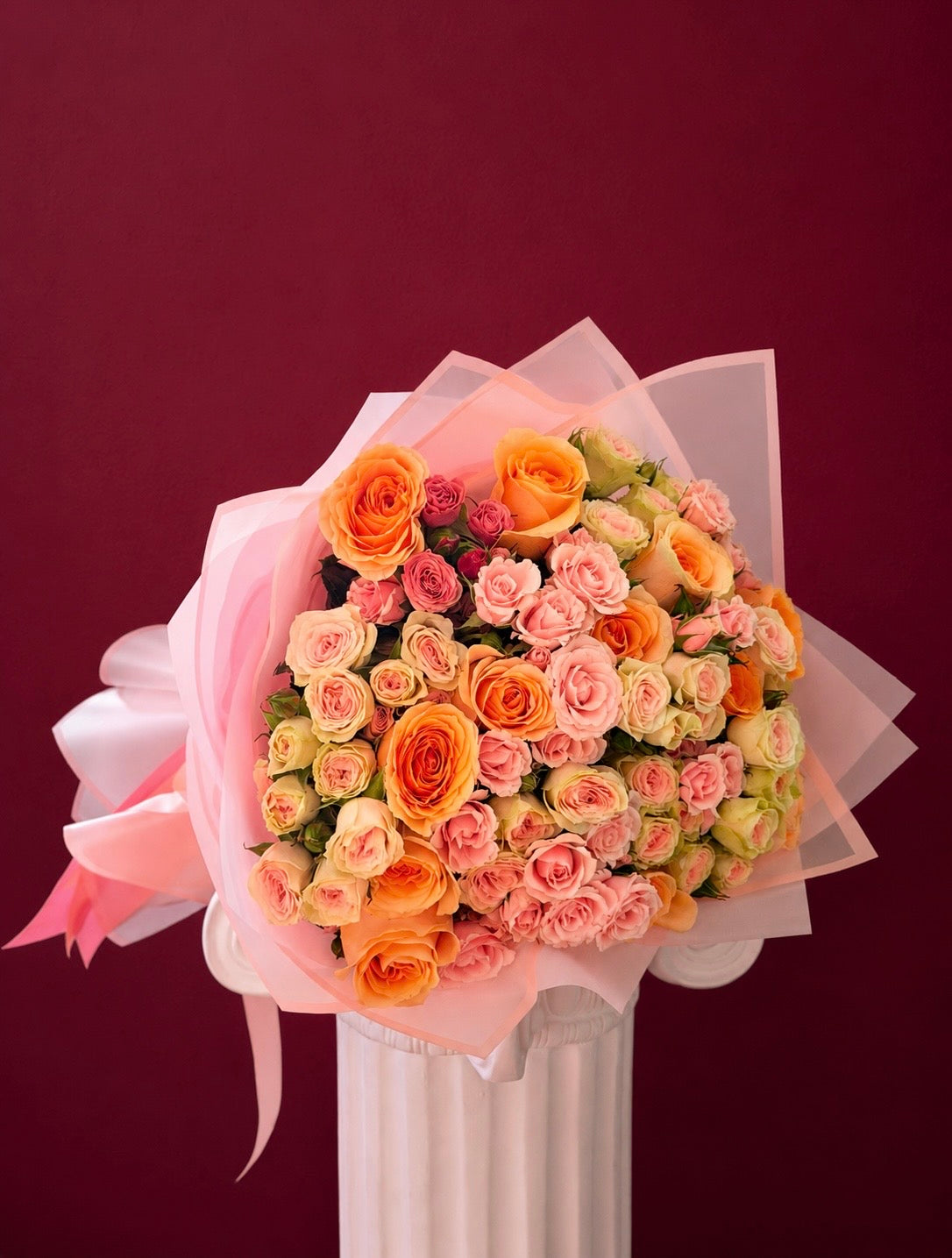 Peach & Pink Rose Harmony Nostalgie Flowers