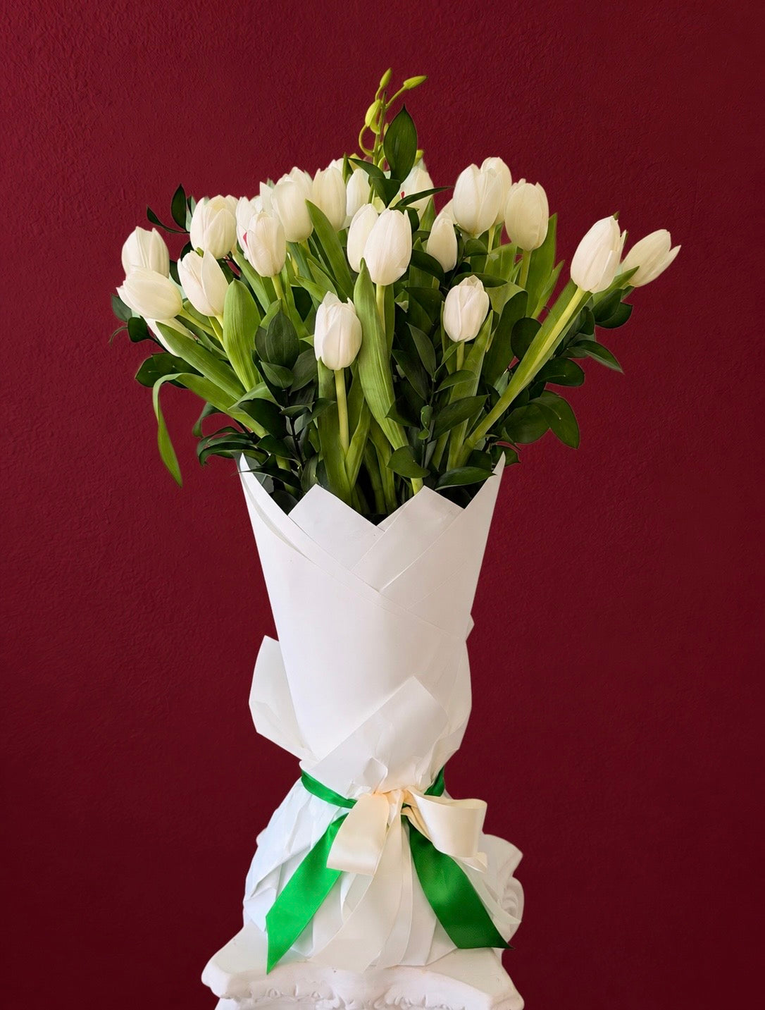 Pure Elegance White Tulip Bouquet Nostalgie Flowers