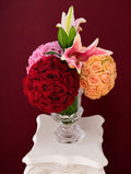 Luxury Rose & Stargazer Lily Arrangement in Crystal Vase Nostalgie Flowers
