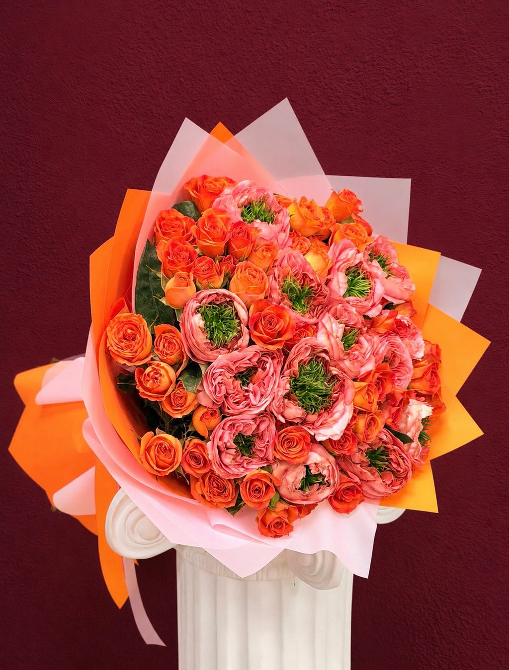 Coral Peach Rose Bouquet Nostalgie Flowers