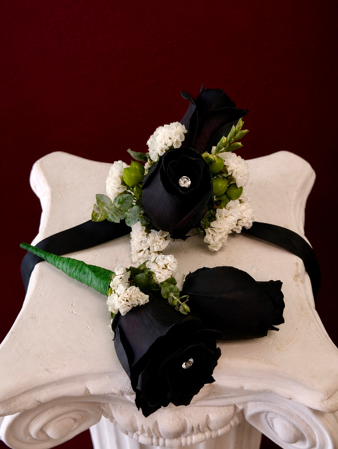 Midnight Rose Corsage & Boutonniere Set