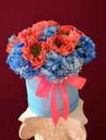Coral Rose & Blue Hydrangea Luxury Flower Box Nostalgie Flowers