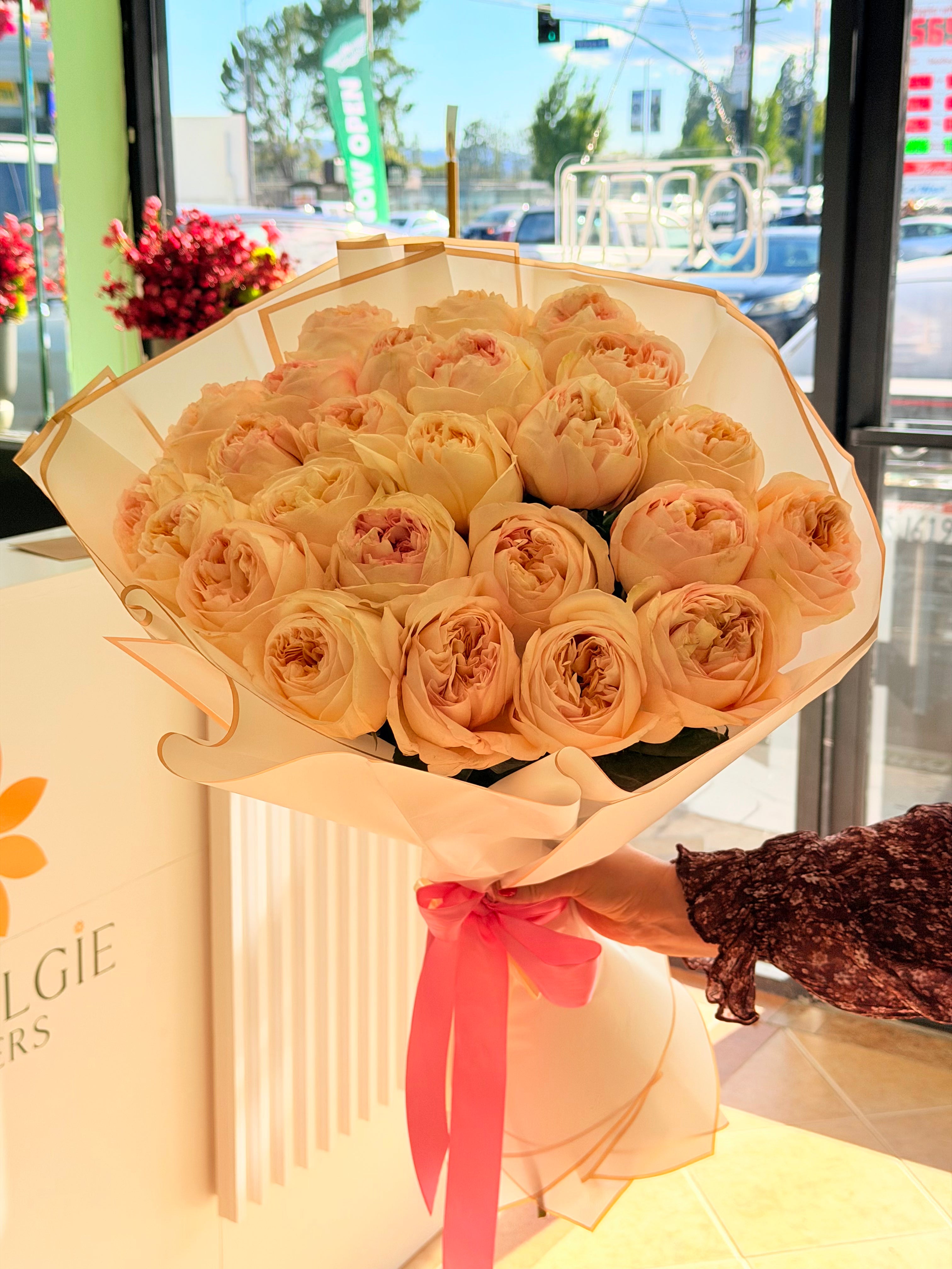 Creamy Peach Garden Roses