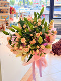 Blush Lily & Spray Rose Bouquet Nostalgie Flowers