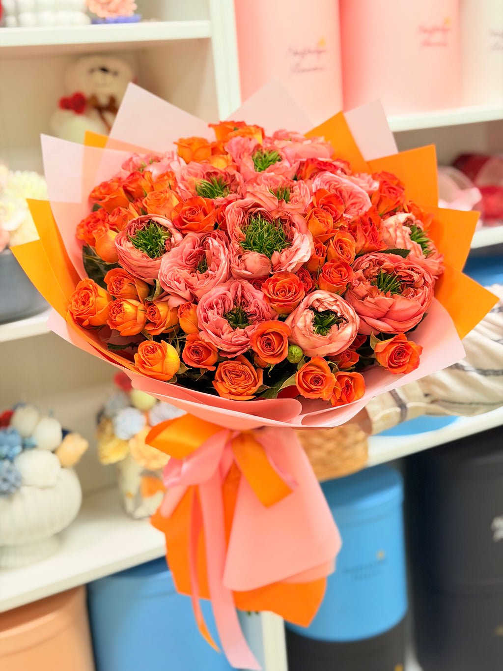 Coral Peach Rose Bouquet Nostalgie Flowers