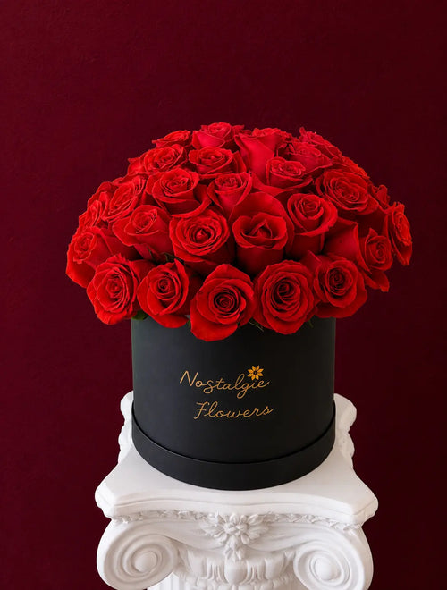 Crimson Elegance Rose Box Nostalgie Flowers
