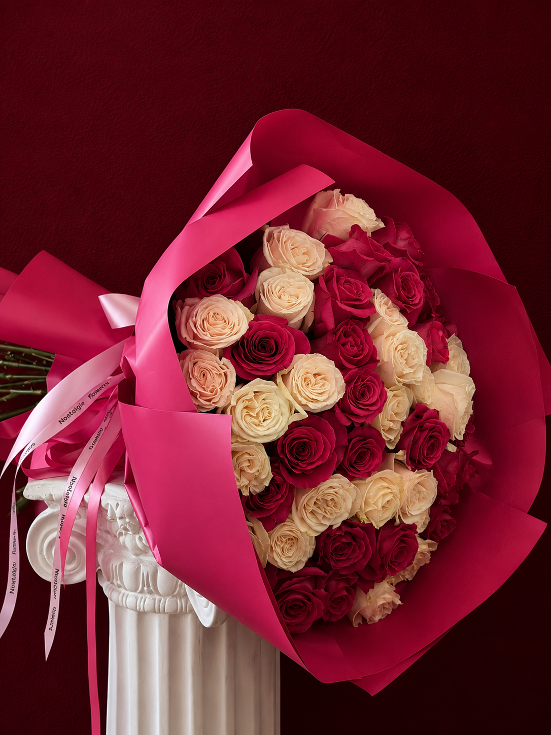 50 Roses Blush & Fuchsia Bouquet