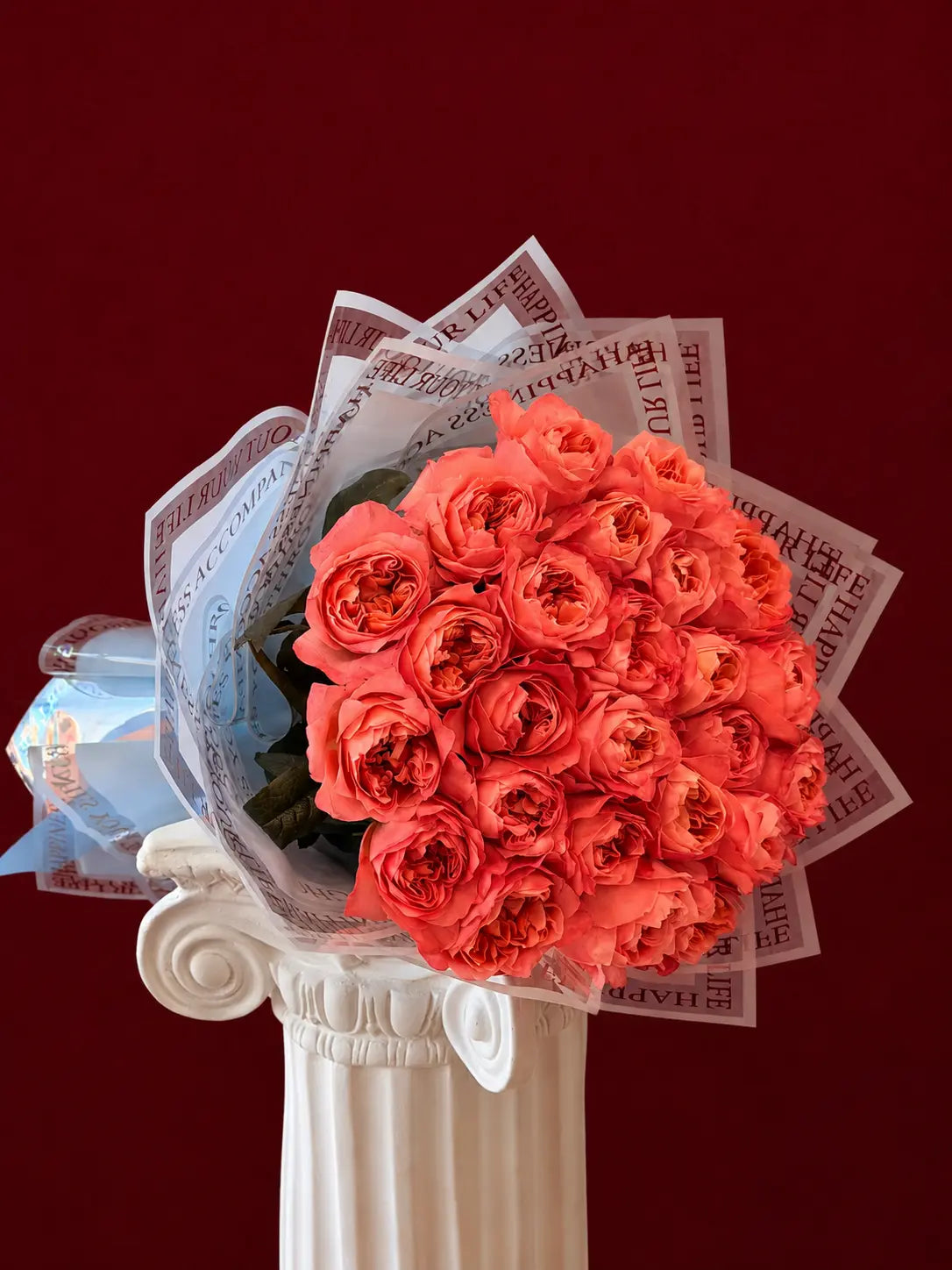 Coral Garden Rose Bouquet Nostalgie Flowers